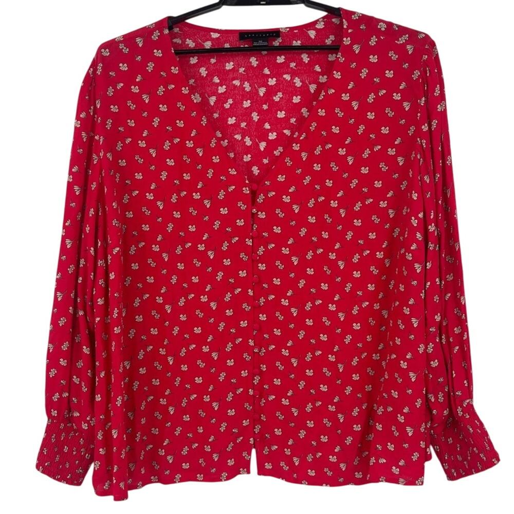 Sanctuary Peasant Button Front Womens Top Sz 3X Cottagecore Boho Red Smock Flowy
